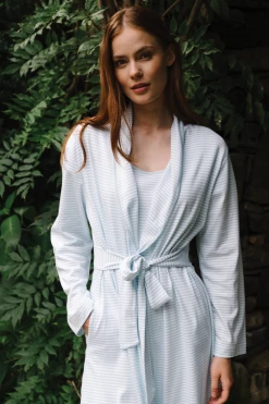 LAKE Pima Robe In Porcelain