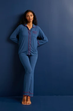 LAKE DreamKnit Button Down Set In Cadet