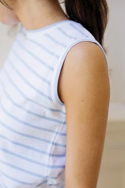 LAKE Women Pima Weekend Tank Gown In Cerulean