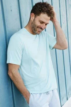 LAKE Best Sellers Men's Short Sleeve Bamboo Tee In Coastal Blue