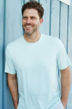 LAKE Best Sellers Men's Short Sleeve Bamboo Tee In Coastal Blue
