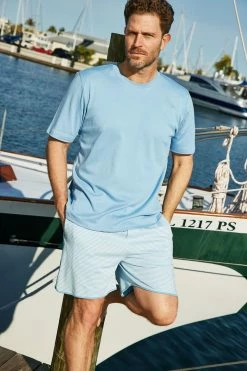 LAKE Men's Pima Pajama Shorts Set In Pacific New Arrivals