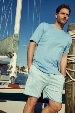 LAKE Men's Pima Pajama Shorts Set In Pacific New Arrivals