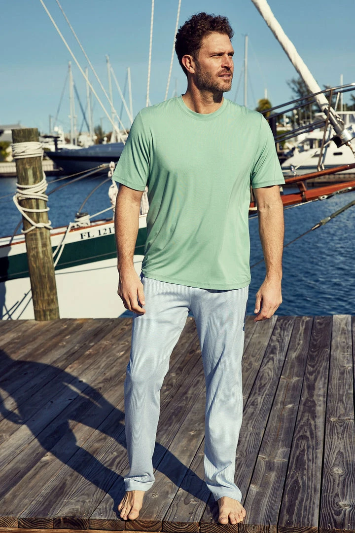 LAKE Men's Pima Pajama Pants In Mineral Blue