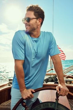 LAKE Men's Short Sleeve Pima Tee In Pacific