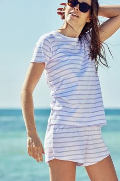 LAKE Women Pima Weekend Shorts Set In Lilac