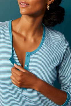 LAKE Women Pima Long-Short Retro Henley Set In Celestial