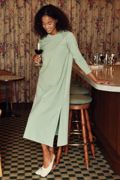 LAKE Lounge Sweatshirt Dress In Moss