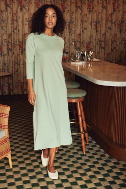 LAKE Lounge Sweatshirt Dress In Moss
