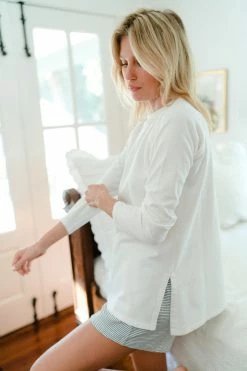 LAKE Women Sweatshirt Tunic In White