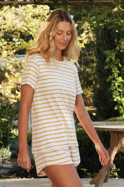 LAKE Organic Pima Weekend Shorts Set In Ochre