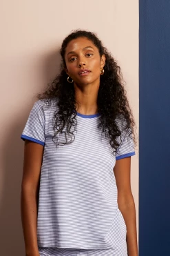 LAKE Pima Retro Shorts Set In Lapis Sleep