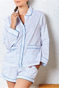 Schumacher X LAKE Poplin Piped Shorts Set In Cobalt