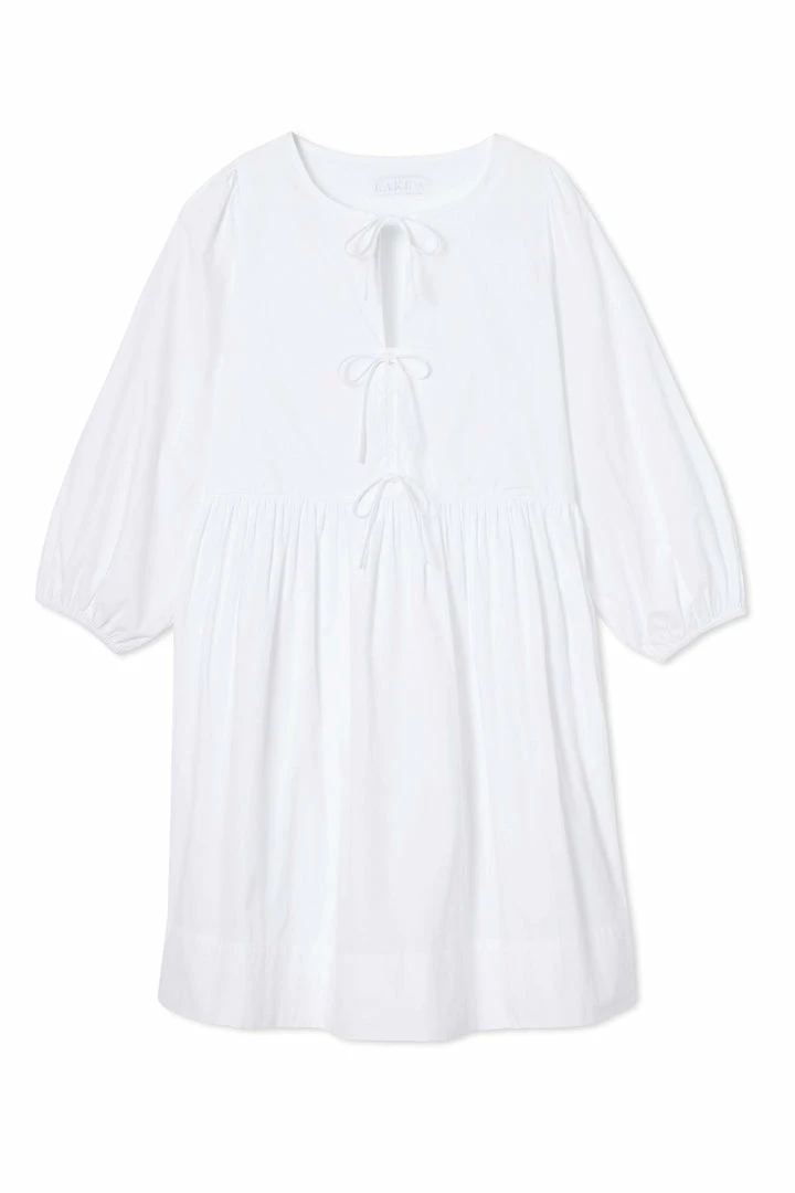 LAKE Women Poplin Triple Tie Dress In White