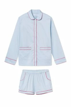 LAKE Women Poplin Piped Shorts Set In Americana