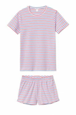 LAKE Pima Weekend Shorts Set In Americana Stripe
