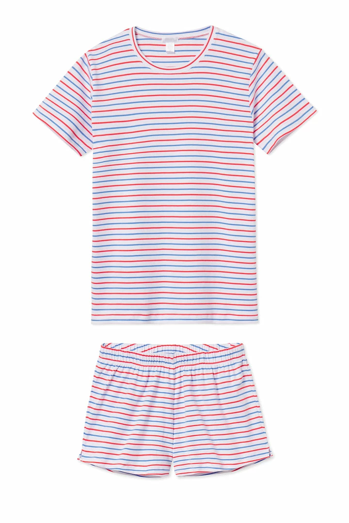 LAKE Pima Weekend Shorts Set In Americana Stripe