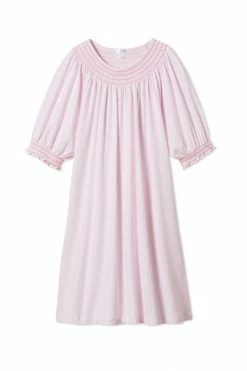 LAKE Pima Smocked Nightgown In Azalea Women