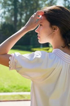 LAKE Pima Smocked Nightgown In Azalea Women