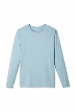 LAKE Men's Long Sleeve Bamboo Tee In Coastal Blue