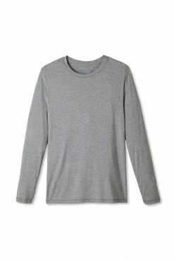 LAKE Men's Long Sleeve Bamboo Tee In Heather Gray