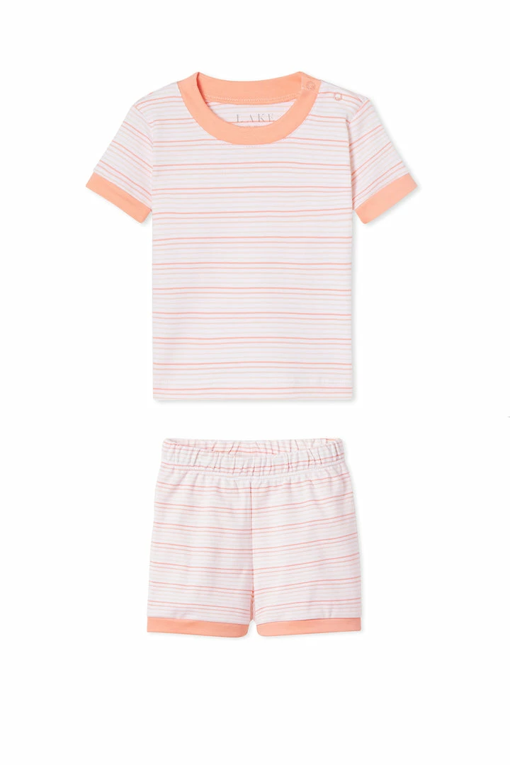 LAKE Kids Baby Shorts Set In Bellini Ombre
