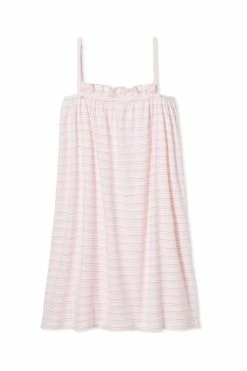 LAKE Pima Ruffle Nightgown In Bellini Ombre