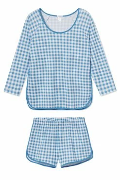 LAKE Pima Long-Short Set In Bluebird Gingham Women