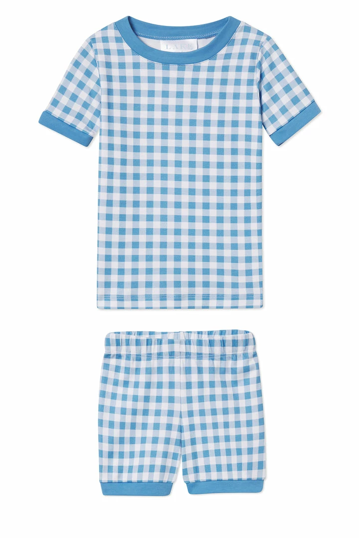 LAKE Kids Shorts Set In Bluebird Gingham