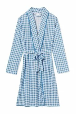 LAKE Pima Robe In Bluebird Gingham