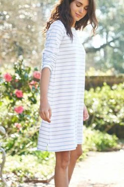 LAKE Pima Long Sleeve Weekend Nightgown In Cerulean