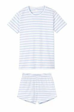 LAKE Women Pima Weekend Shorts Set In Cerulean