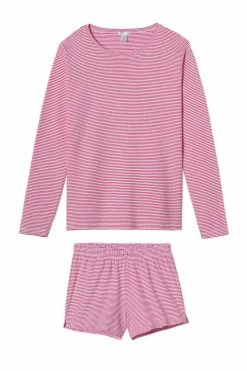 LAKE Women Pima Long-Short Weekend Set In Classic Red