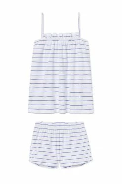 LAKE Pima Ruffle Shorts Set In Cobalt Women