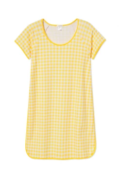 LAKE Women Pima Nightgown In Daisy Gingham