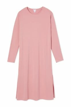 LAKE Bamboo Long Sleeve Lounge Dress In Dusty Rose Women