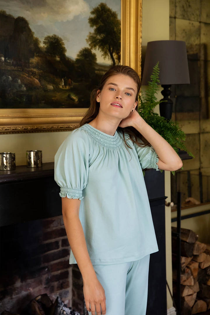 LAKE Pima Smocked Short-Long Set In Willow Women