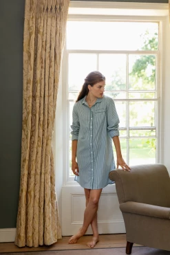 LAKE Poplin Nightshirt In Evergreen