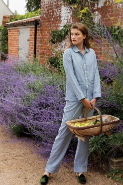 LAKE Women Poplin Piped Pants Set In Evergreen