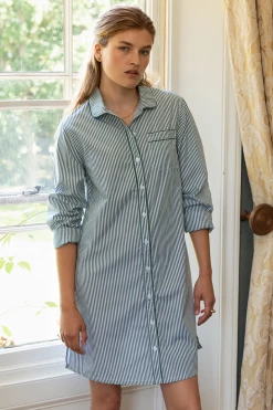 LAKE Poplin Nightshirt In Evergreen