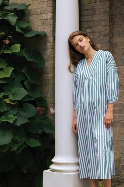 LAKE Pocket Caftan In Balsam Stripe