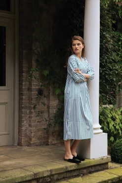 LAKE Pocket Caftan In Balsam Stripe