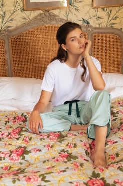 LAKE Women Poplin Pajama Pants In Spruce