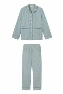LAKE Women Poplin Piped Pants Set In Evergreen