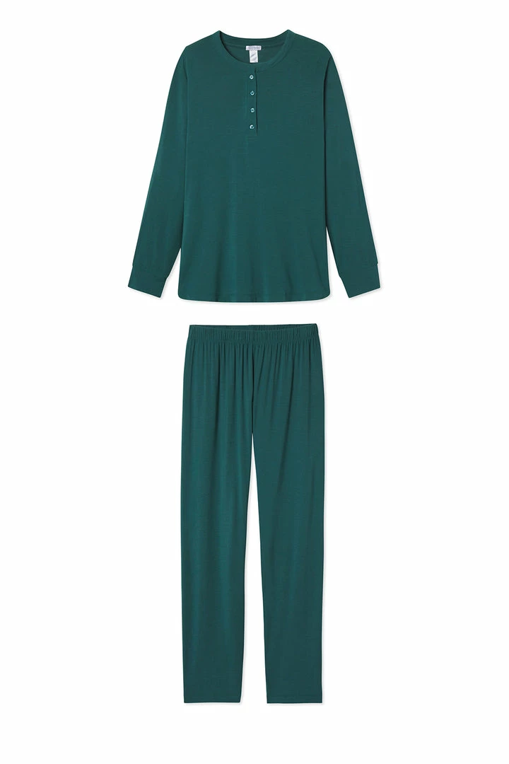 LAKE Women DreamKnit Henley Set In Juniper