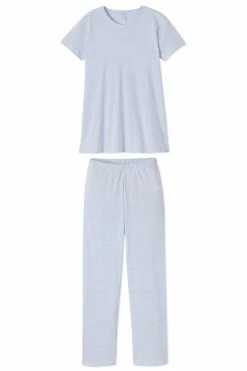 LAKE Pima Maternity Short-Long Weekend Set In French Blue Sleep