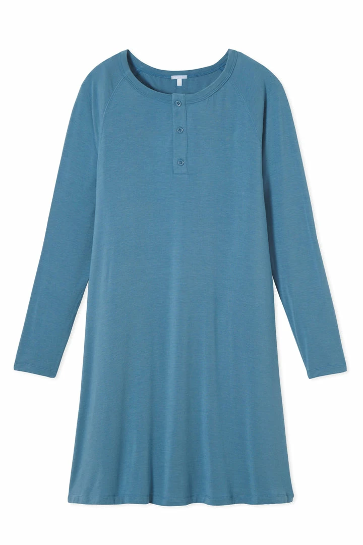 LAKE Henley Nightgown In Steel Blue