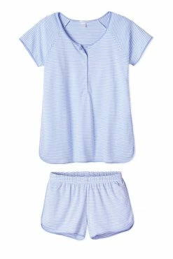 LAKE Pima Maternity Shorts Set In Hydrangea Sleep