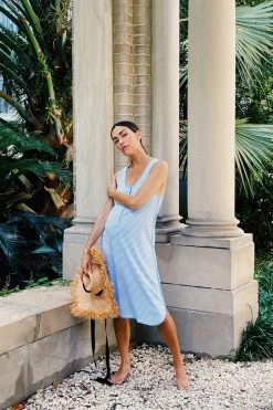 LAKE Pima Maternity Tank Gown In Hydrangea