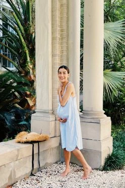 LAKE Pima Maternity Tank Gown In Hydrangea